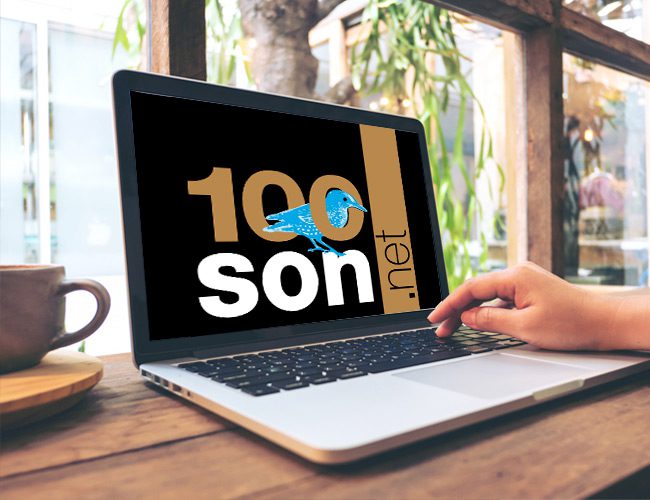 Portable affichant le logo 100son.net.